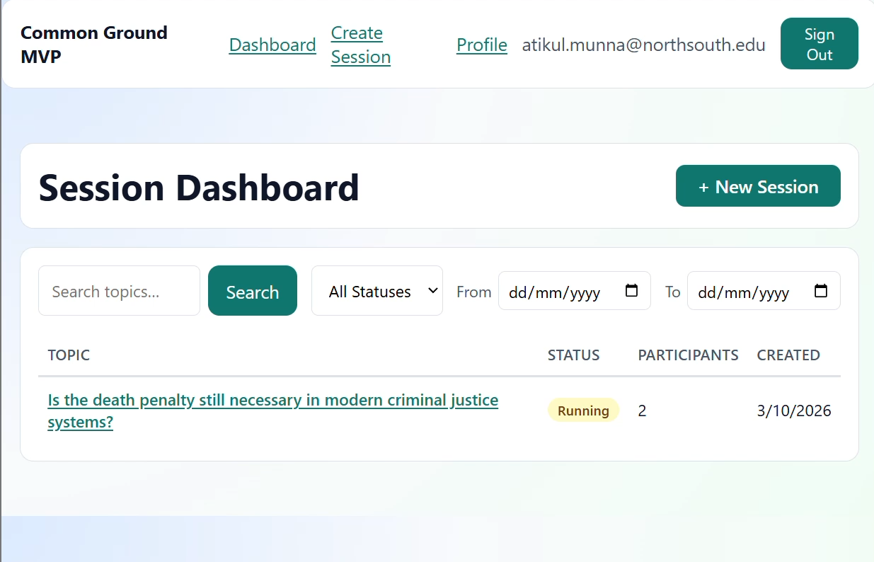 Common Ground AI-mediated deliberation platform interface preview