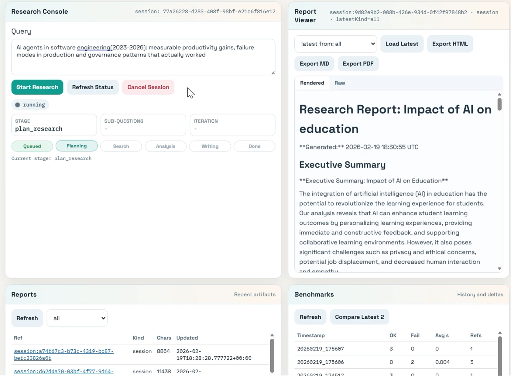 Multi-Step Research Assistant Platform dashboard preview